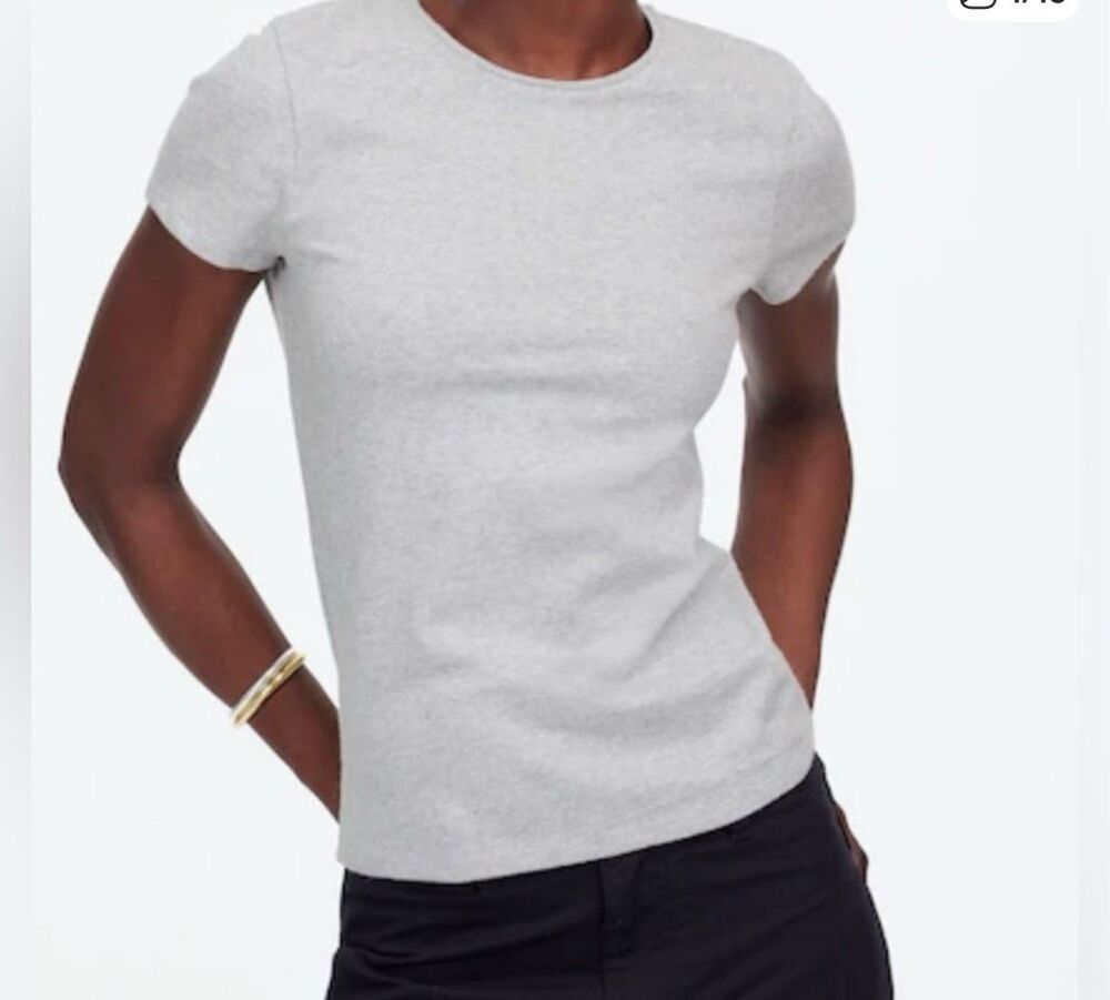 Madewell Light Gray Crewneck Cotton T-Shirt Short Sleeve Classic Tee Women’s S N